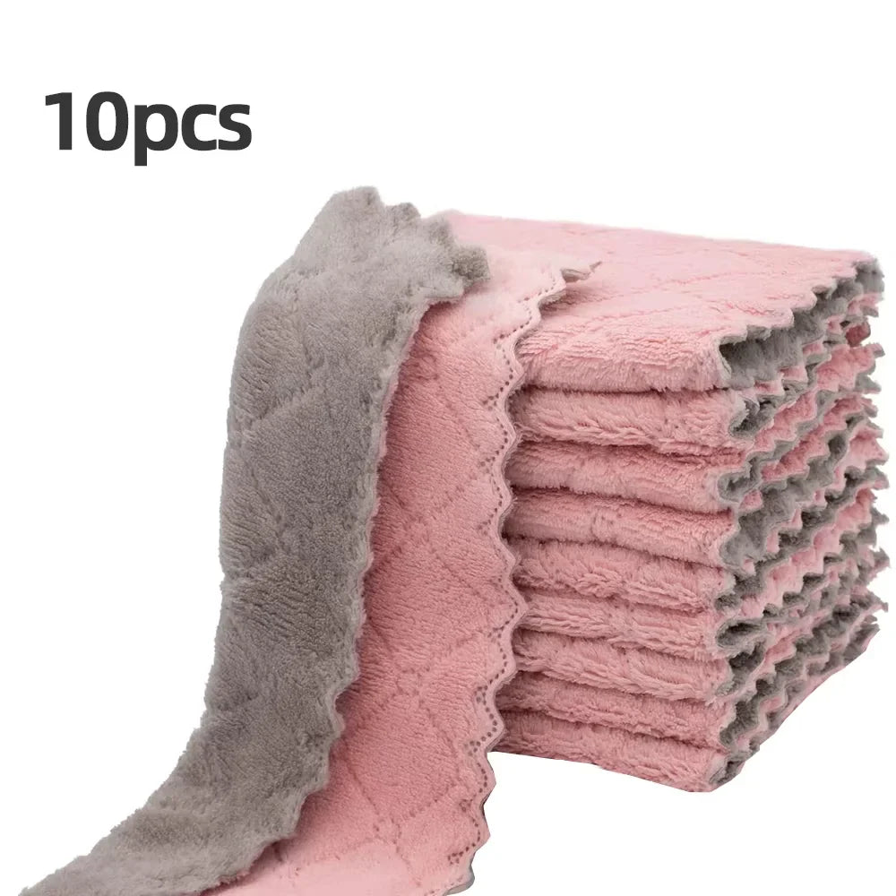 Soft Absorbent Cleaning Rags 10 Pack Reusable Dishcloths Quick Drying