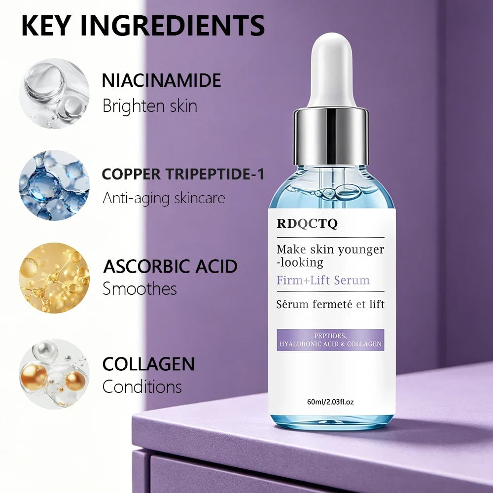 Face Serum with Peptides Hyaluronic Acid Collagen Hydrating Facial Treatment for Smooth Skin Texture & Elasticity Enhancement