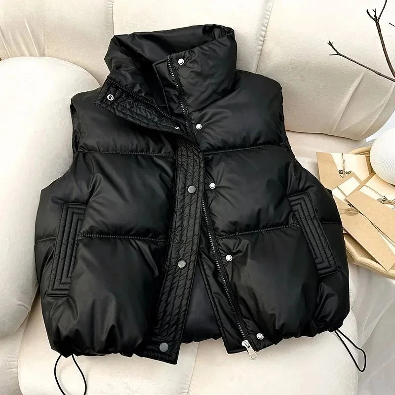 2026 New Women Winter Warm Waistcoat Ladies Sleeveless Stand Collar Coats Warm Outerwear Casual Lightweight Puffer Vest Jackets