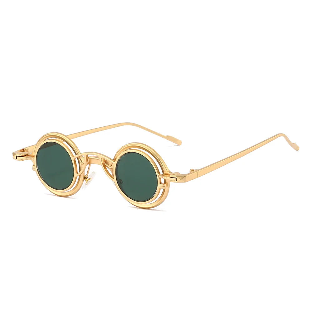 New Retro Round Two In One Pure Titanium Women Sunglasses Y2K Personality Steampunk Style High Quality Men Gafas De Sol UV400
