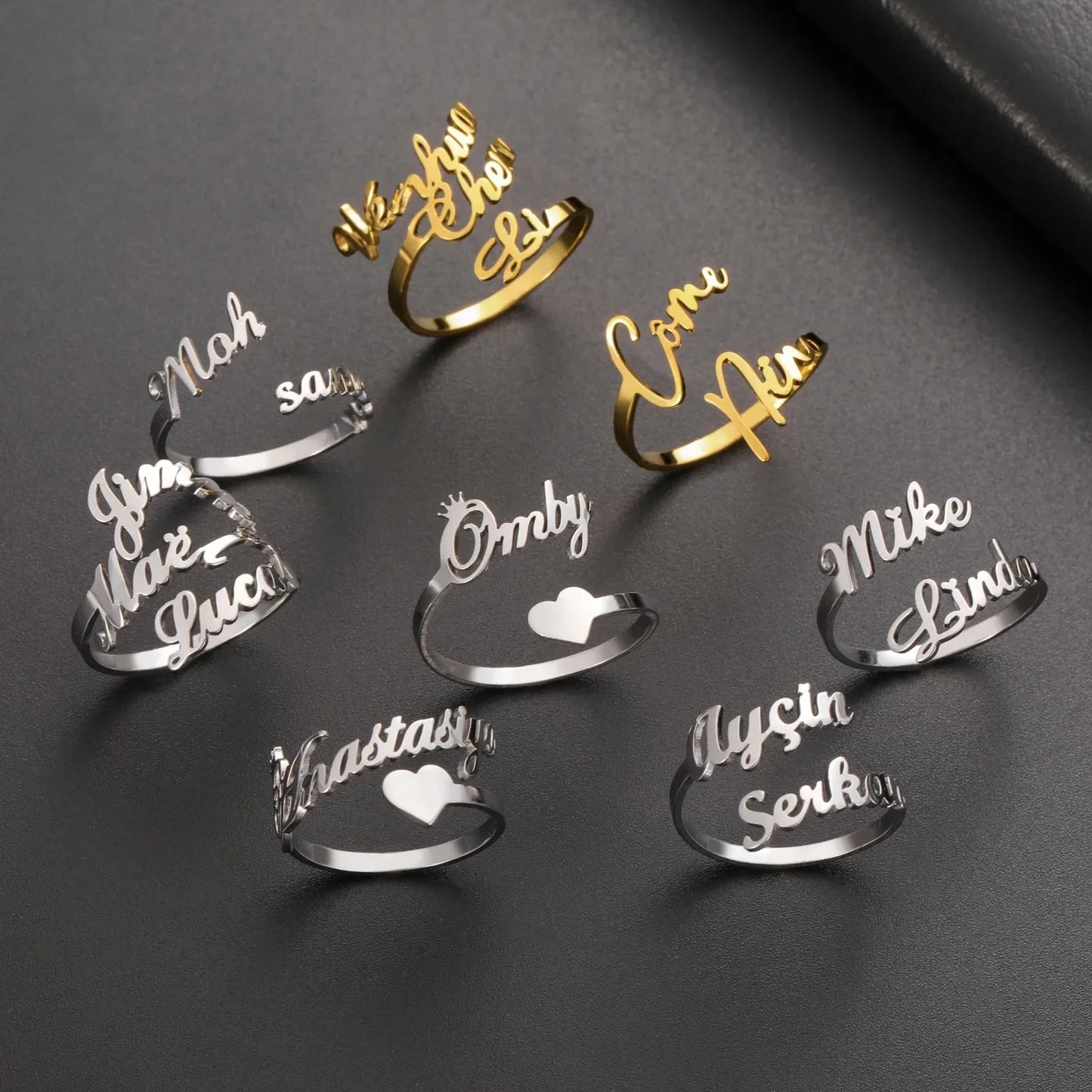 Custom Name Ring for Women Men Personalized Finger Jewelry Stainless Steel Accessories Multiple Double Names Rings Family Gift