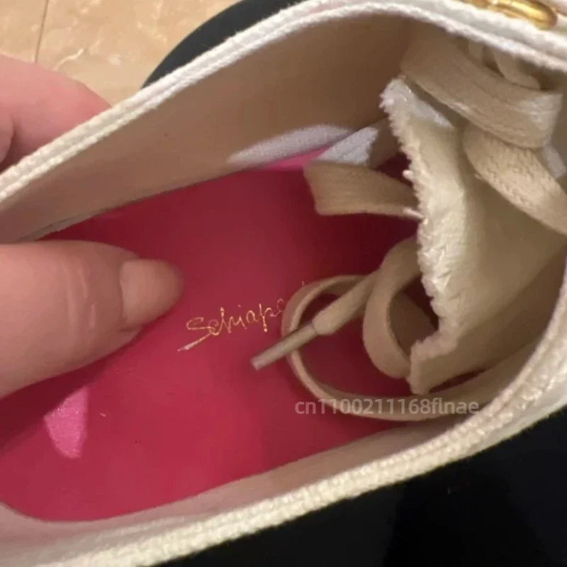 Golden Toe Board Shoes for Both Men and Women, High-end Street Dance Performance Shoes, Adult Lace Up Flat Canvas Shoes