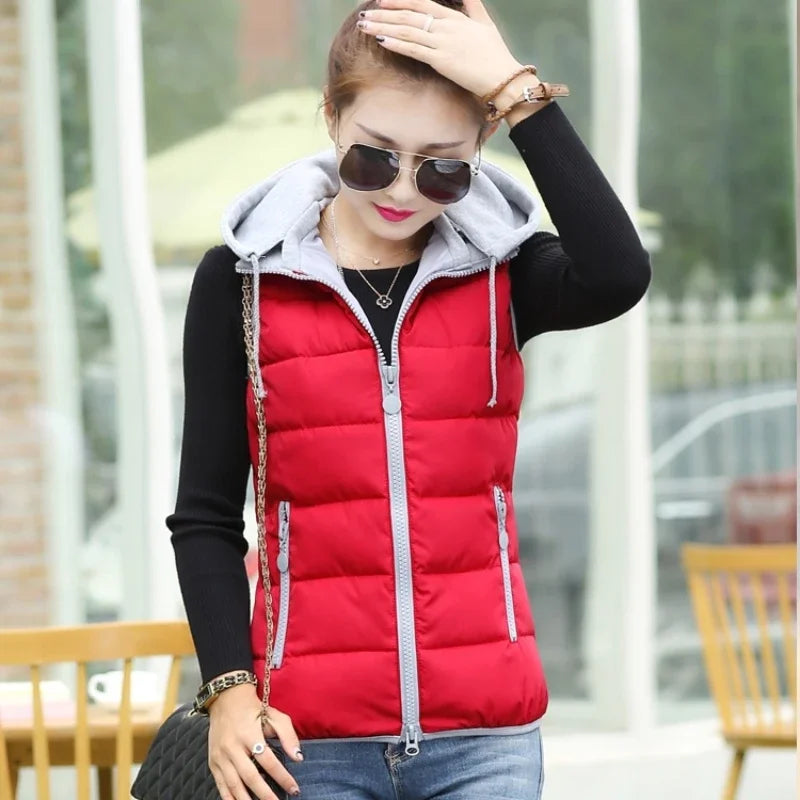 2026 New Winter Underwaist Coat Long Hooded Quilted Puffer Vest Female Warm Thicken Outwear Womens Jacket Sleeveless Waistcoat