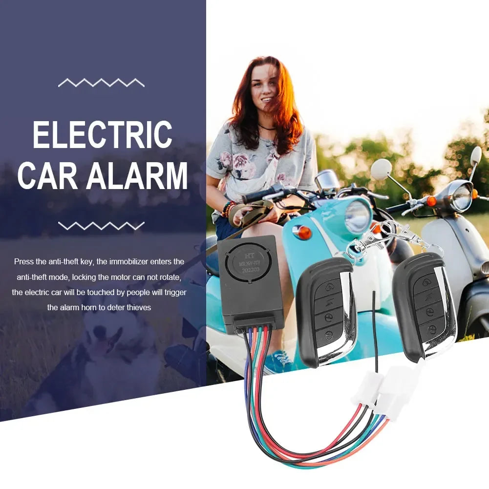 E-bike Alarm System 48V 60V 72V with Two Switches for Electric Bicycle Tricycle Brushless Controller Supplies