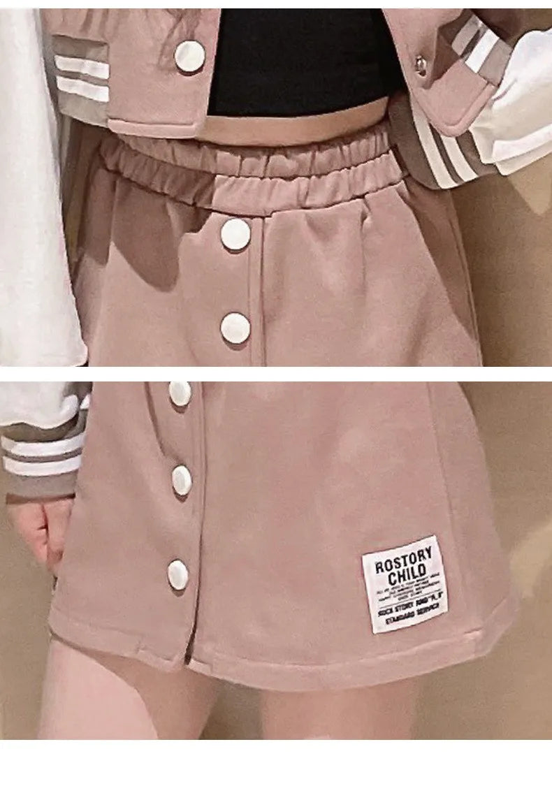 Baseball Jacket and Skirt Set for Teens