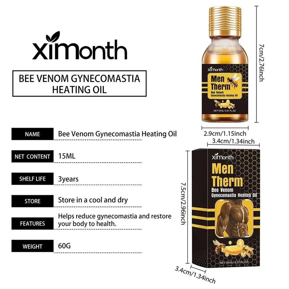 15ml Men's Bee Male Breast Warming Oil Chest Firming Massage Serum Chest Firming Oil Skin Care