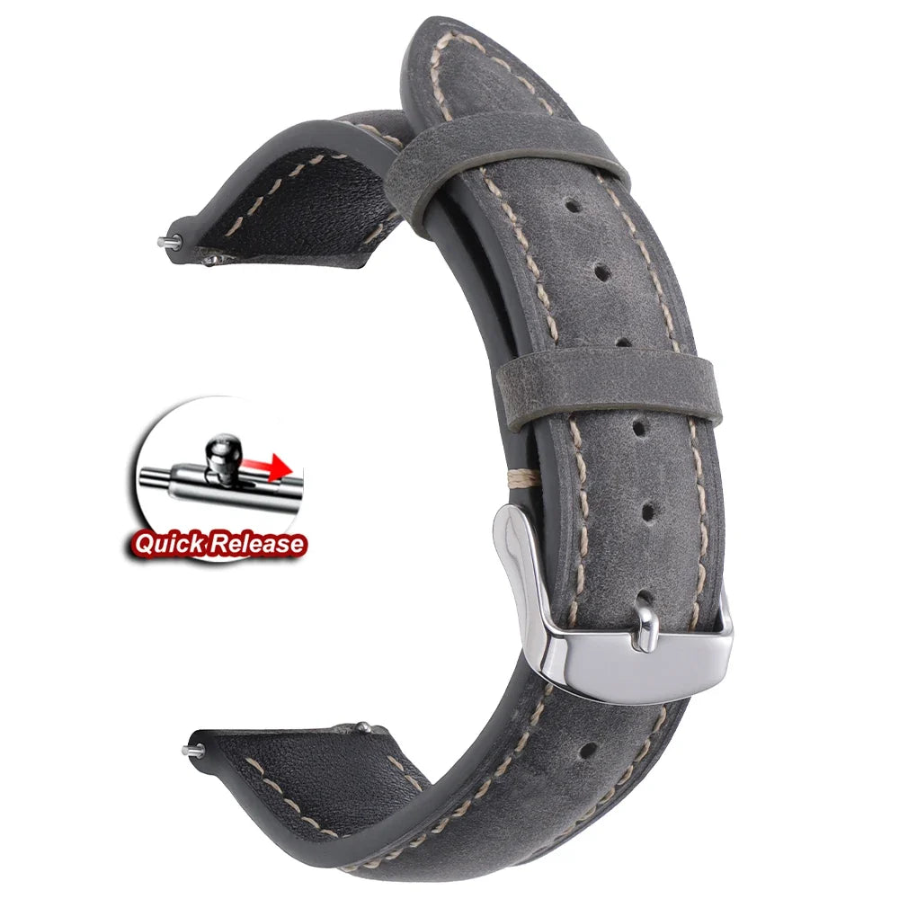 Samsung Galaxy Watch 7, 6, 5, 4 & FE Vintage Stitched Leather Band