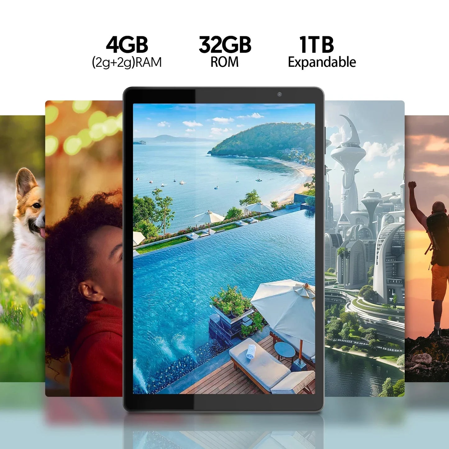 Latest Android 14 Tablet, 10-inch Tablet, Quad-core Processor, 5G WiFi, 4GB ROM + 32GB RAM, 1280*800 Resolution, 6000mAh Battery