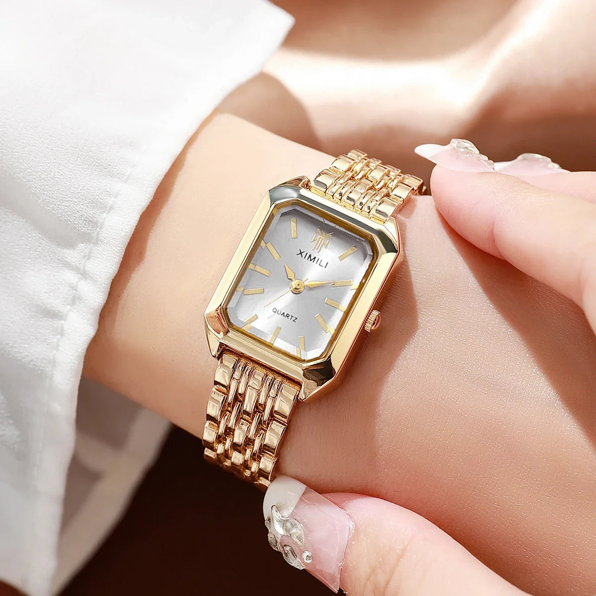 1/2/4pcs Luxury Women Watches Fashion Rectangle Woman Quartz Watch