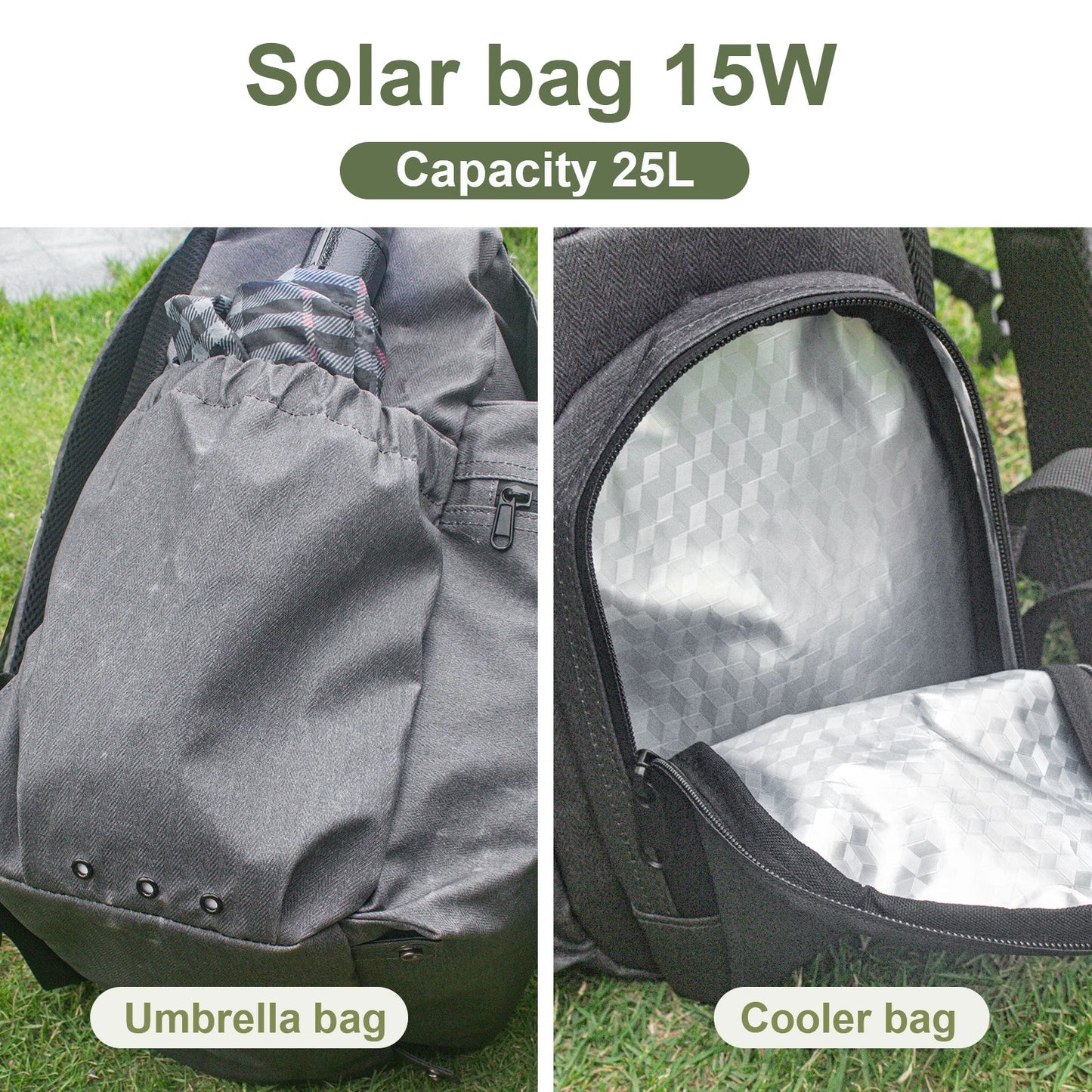 LEAORLD 25L Backpack 15W Solar Panel Backpack, Large Capacity Travel Backpack, Unisex, Business Computer Bag, Fit 17 inch Laptop