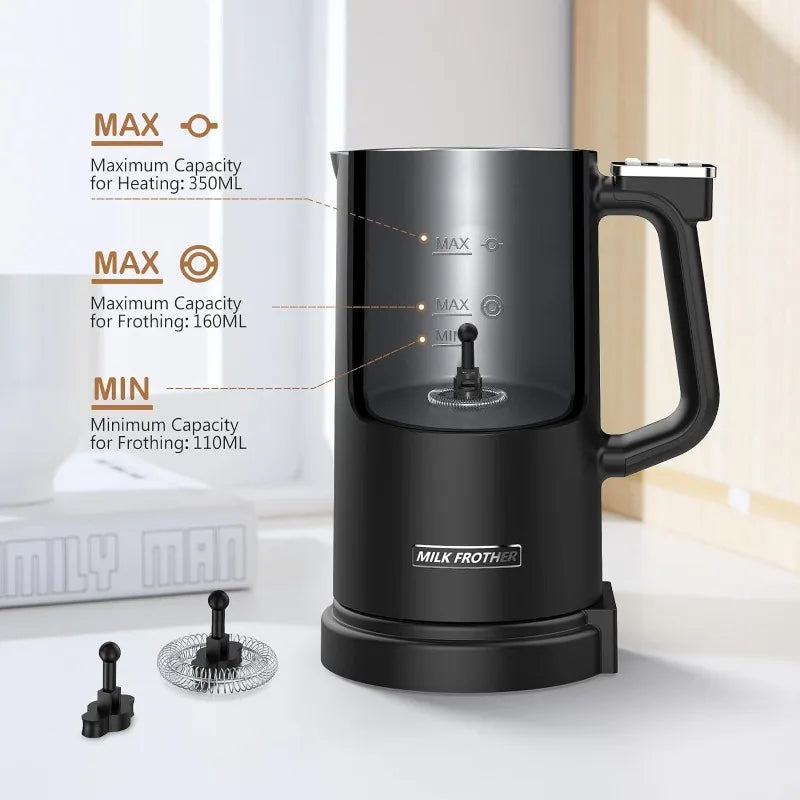 110V/220V Milk Frother 4-in-1 Home Coffee Latte Maker Hot Cold Beverages  Dual Function Stainless Steel Electric Milk Frother