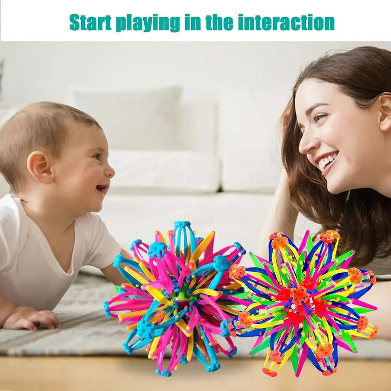 Colorful Retractable Ball Kid Magic Indoor Outdoor Flower Ball Throwing Ball Game Parent-Child Interactive Toy Kid Sensory Toys