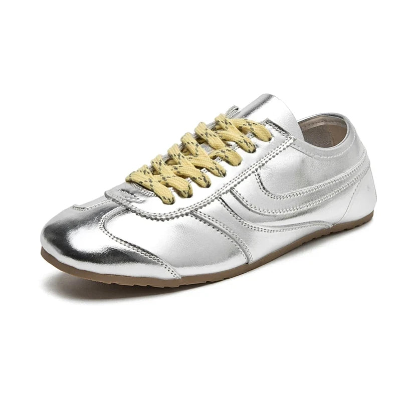 German Training Shoes Women 2026 New Genuine Leather Women Sneakers Flat Lace-up Retro Large Size Forrest Gump Shoes Women
