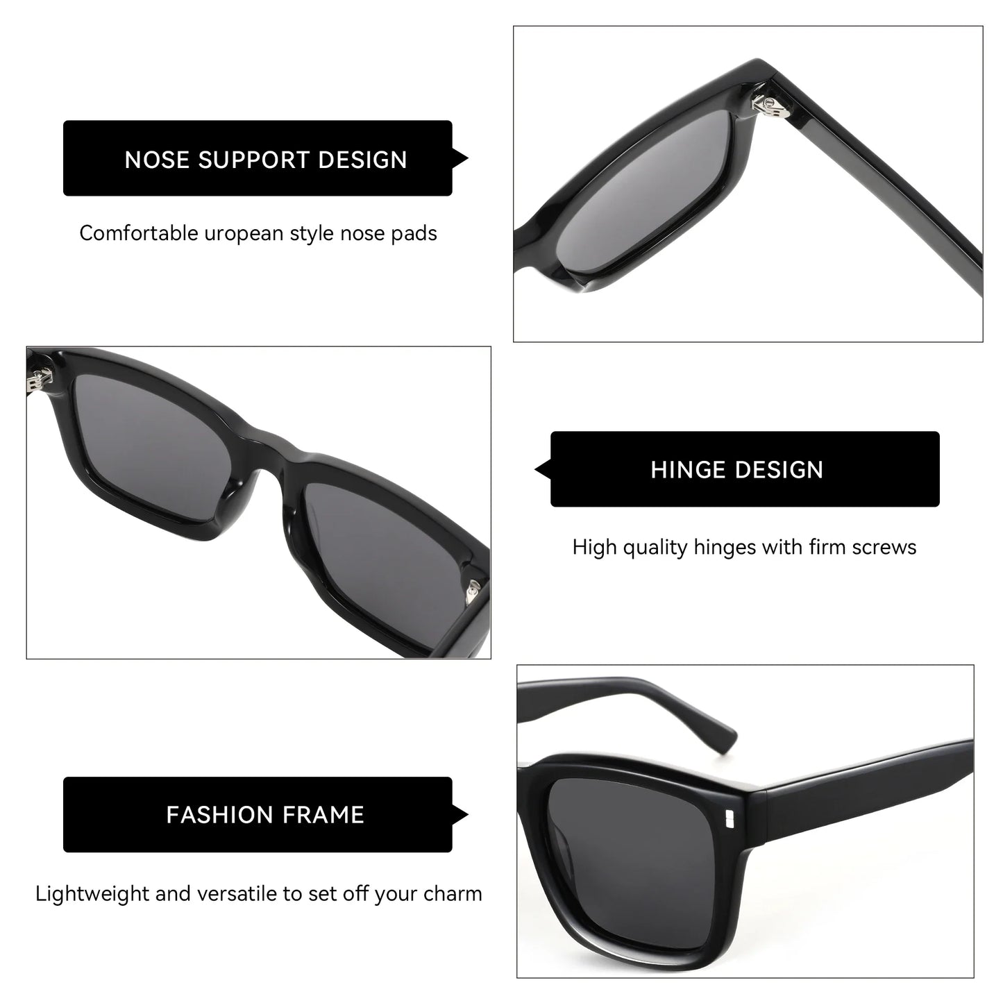 Z 2026 Trend Square Polarized Sunglasses Handmade Acetate Sun Glasses Fashion Patchwork Shades ZS6240