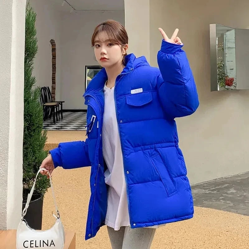 2025 New Winter Hooded Parka Women's Down Cotton Jacket Puffer Coat Overcoat Thick Warm Cotton Padded Jacket Snow Wear Outwear