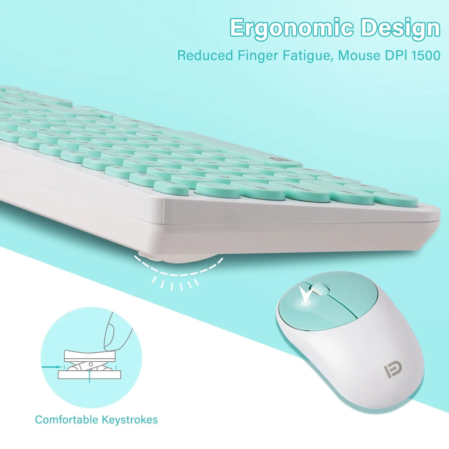 1 Set of 2.4G Wireless Keyboard and Mouse, Portable 95-key Multimedia key Office Mouse Kits, Silent Round Keyheads keyboard Mice