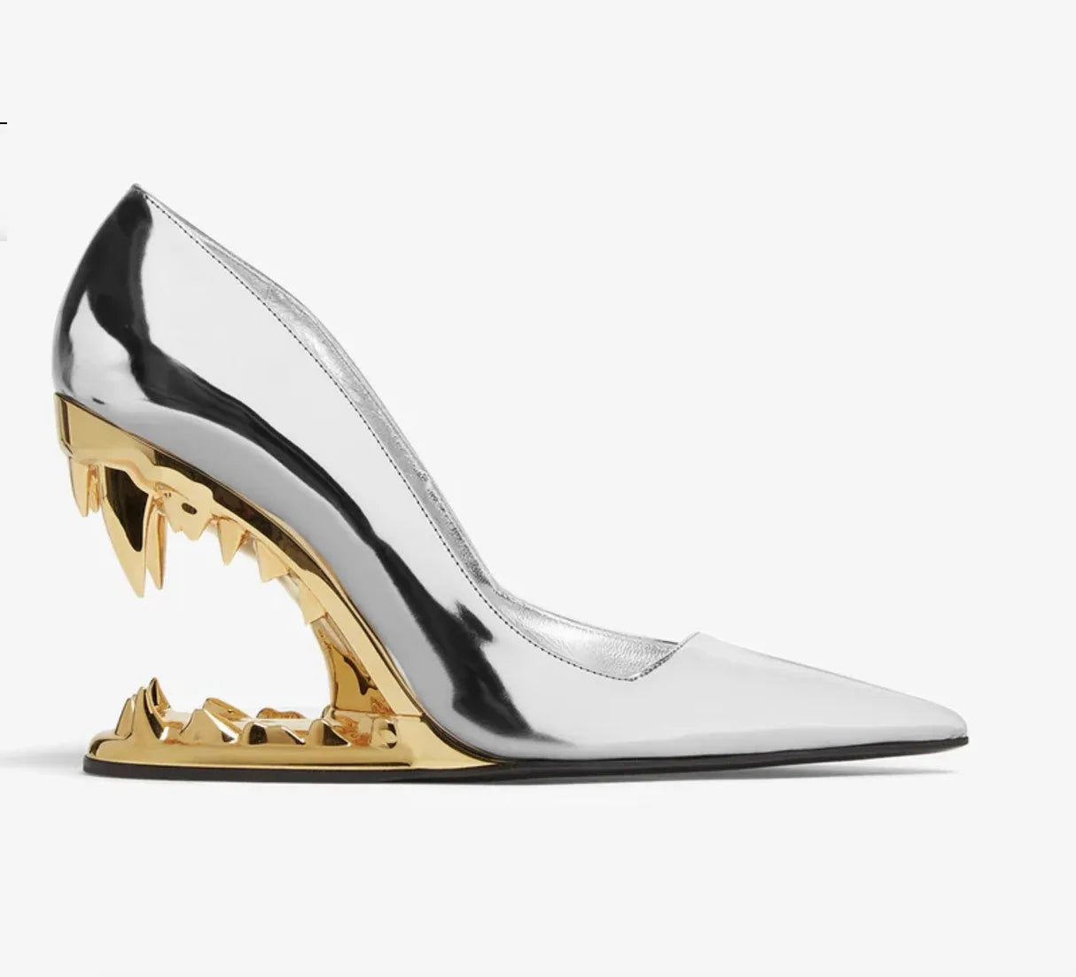 2026 Summer New Metal Tiger Teeth Single Shoes, High Heels, Fashion Show, Women's Wear, Size 44 Women's Sandals
