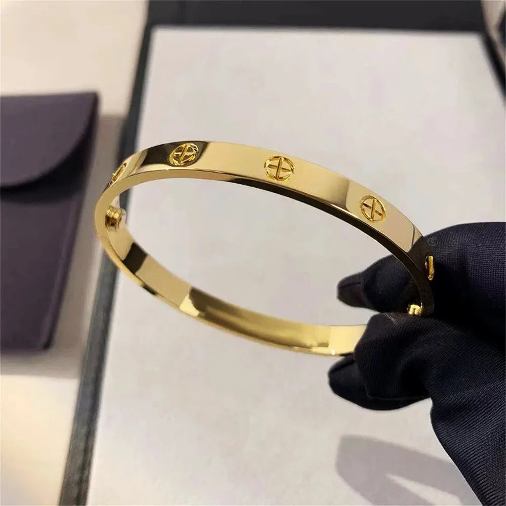 New Design Gold Color Zircon and Cross Nut Nail Bracelet Gold & Bangle