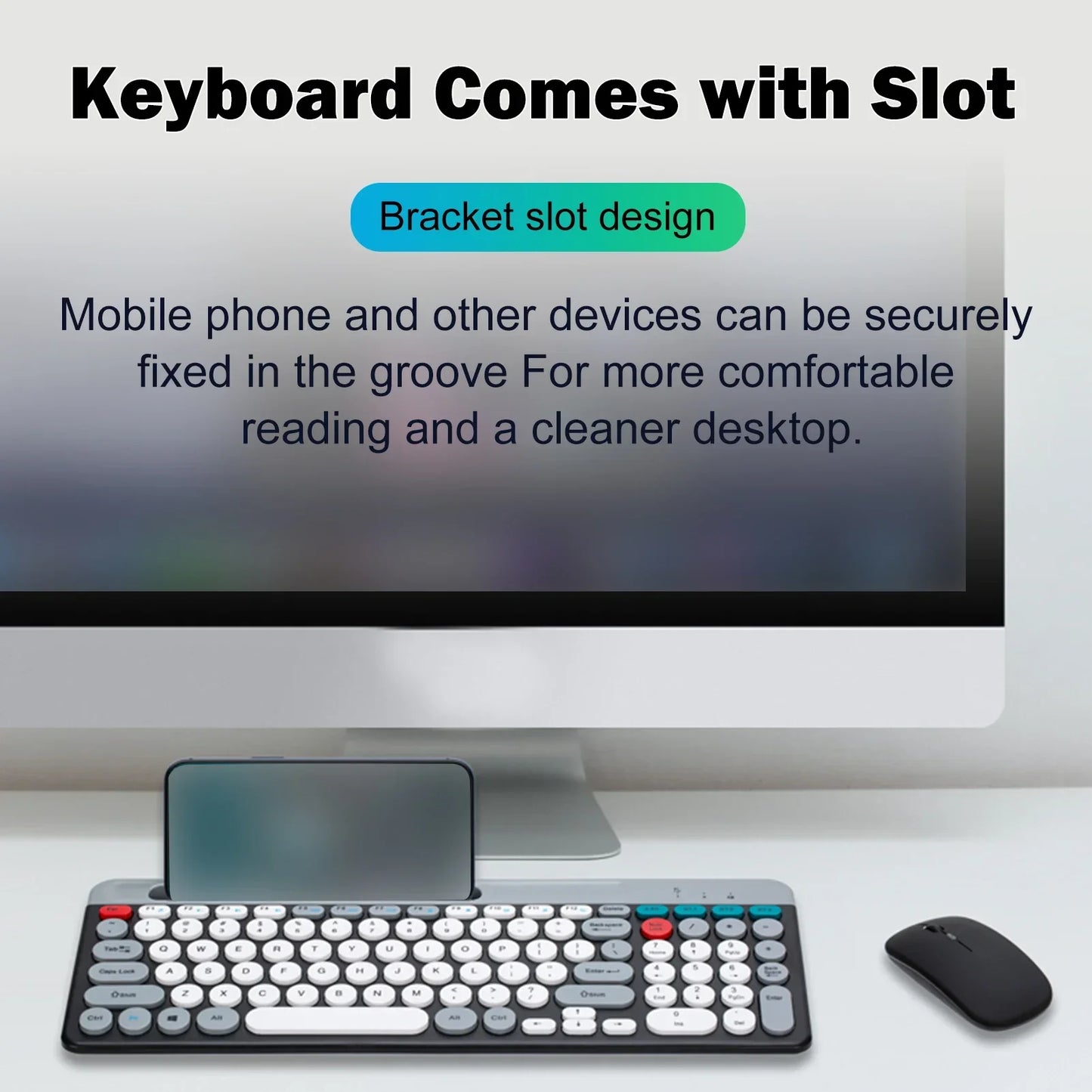 Dual-mode Wireless Keyboard & Mice Combo 2.4G Bluetooth 5.0 Membrane Keyboards BT 3-Channels Rechargeable Key Board Mouse for PC