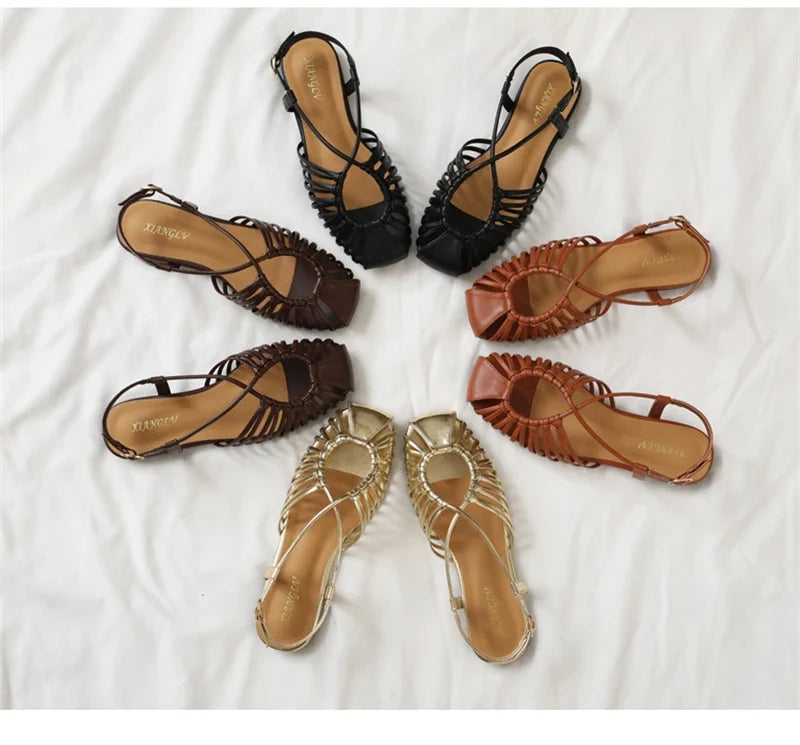 ZAROY Women Flat Sandals Summer Narrow Band Roman Shoes Casual Plus Size Brand Designer Banquet Beach Gladiator Sandalias Zapato