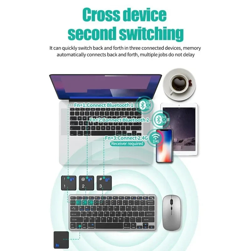 2.4G Wireless Keyboard Mouse Set Bluetooth 5.0 Keyboard Mouse Combo 2 modes Mini Keyboard Mouse For Laptop PC Accessories