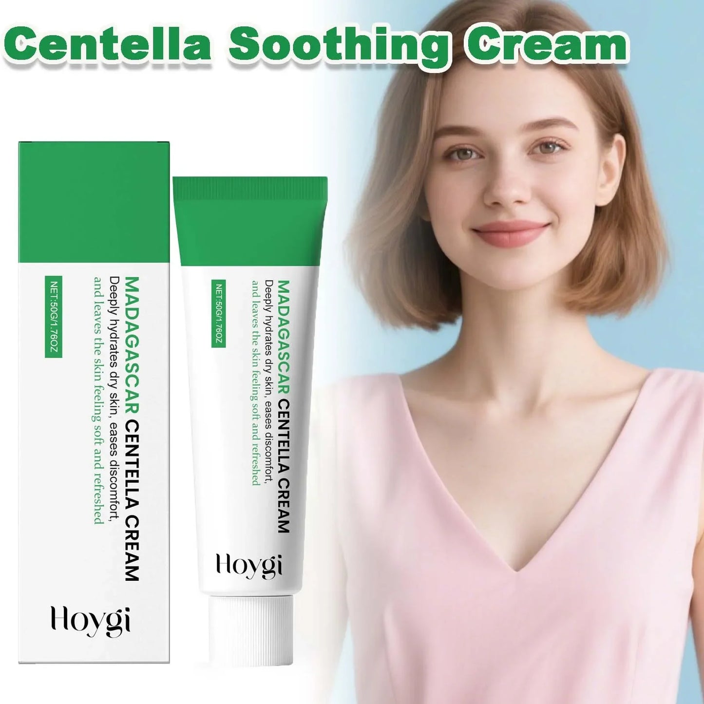 Centella Soothing Cream with Ceramide & B5 Face Repair Moisturizer Redness Relief Soothing Cream for Dry Sensitive Skin