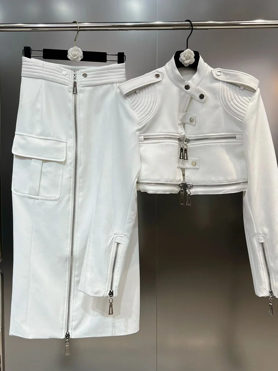 Structured Moto Jacket + Cargo Skirt Set