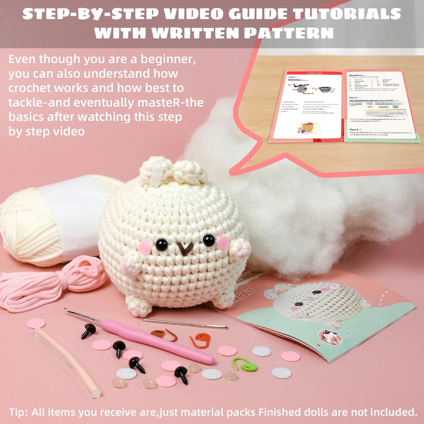 Chubby Bunny - Kit de ganchillo Kawaii para principiantes