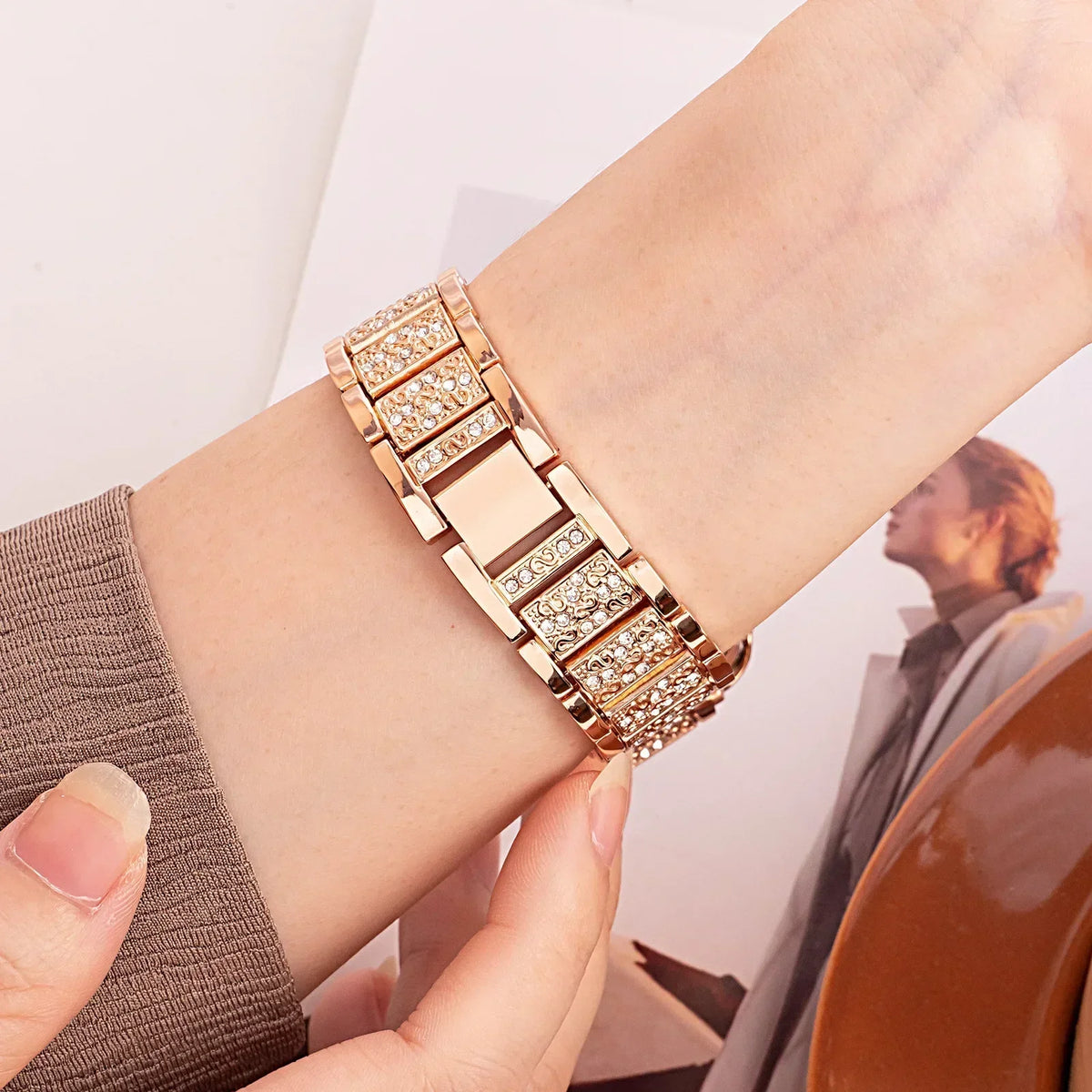 Samsung Galaxy Watch 7, 6, 5, 4 & FE Women's Rhinestone Link Bracelet