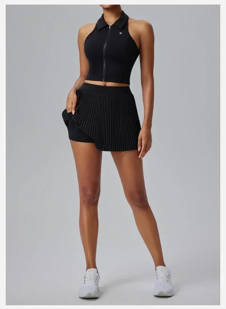 Falda deportiva floral con descuento para mujer, de secado rápido, bádminton, tenis, pantalón, falda, fitness, falda plisada de medio cuerpo con pantalón corto