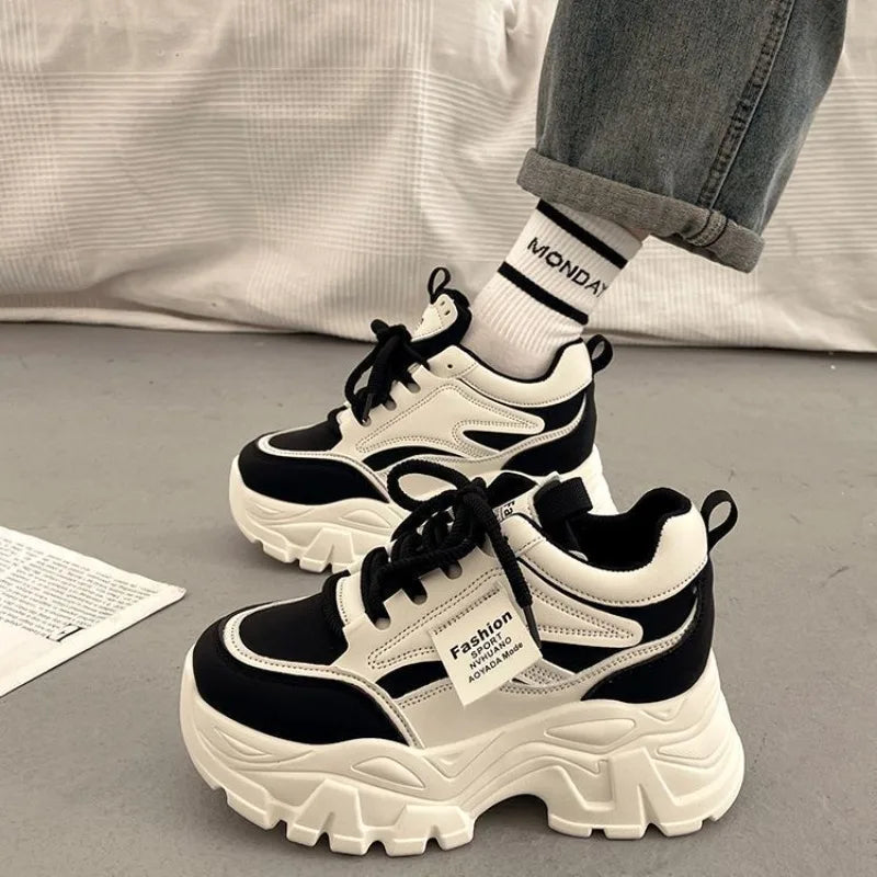 Platform Women Sneakers Autumn New Increased Wear-resistant Vulcanized Shoes Fashion Lace-up Women Casual Training Shoes Zapatos