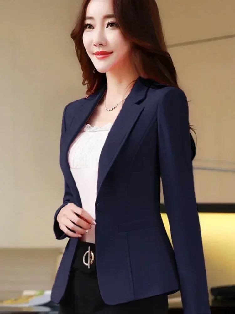 Chaqueta tipo blazer ajustada y entallada para mujer coreana, para primavera y otoño, estilo informal de oficina, traje de negocios para mujer, estilo moderno.