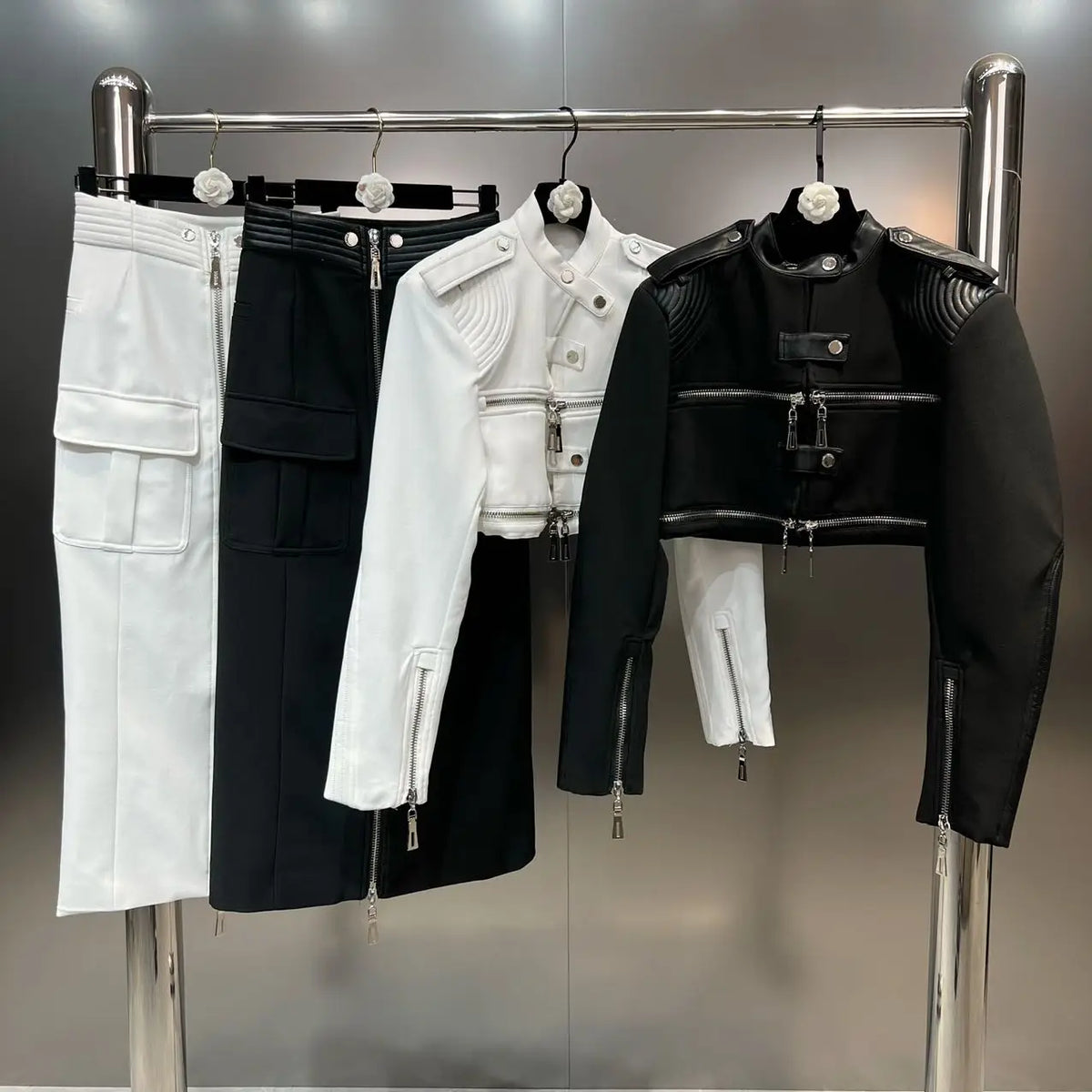 Structured Moto Jacket + Cargo Skirt Set