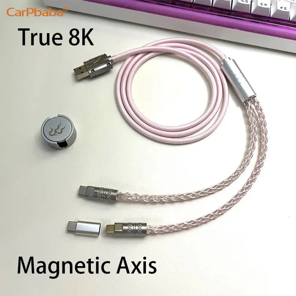 Dual 1 in 2 Type-C 8k Magnetic Control Lighting Supports Magnetic Axis Keyboard Cable Mechanical Keyboard Cable Usb to Type C