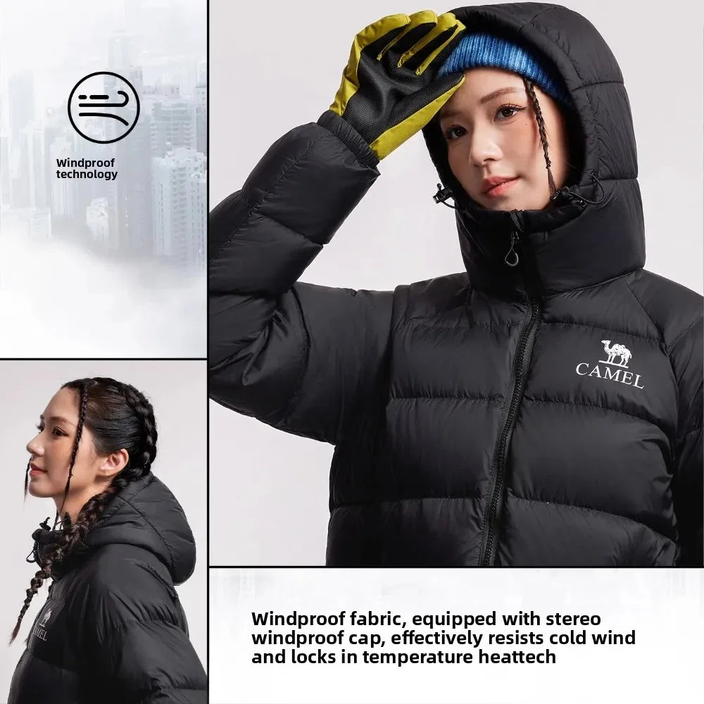 GOLDEN CAMEL Outdoor Down Jackets Unisex Women's Winter Coats High-loft Windproof Warm Duck Down Padding Puffer Jacket Camping