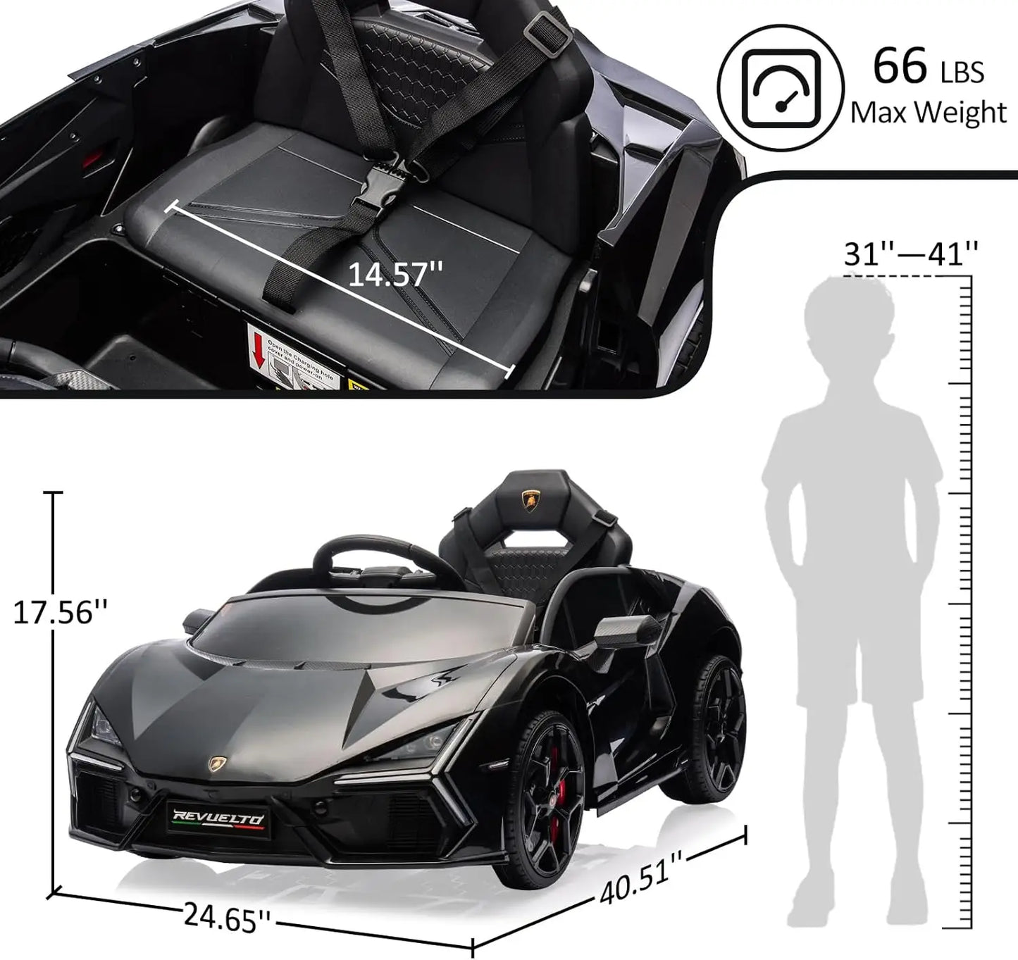 3-8 Years Ride On Car Toy for Kids Children Boys Girls Gift Electric Vehicle with Bluetooth USB Music Remote Control Headlight
