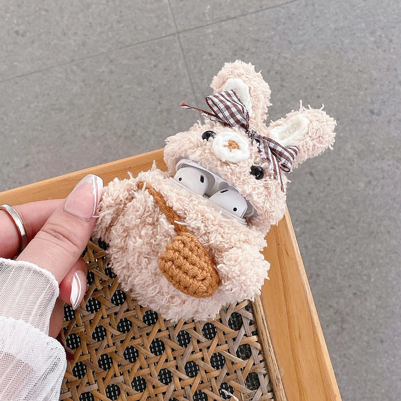 Funda de AirPods de conejo de peluche
