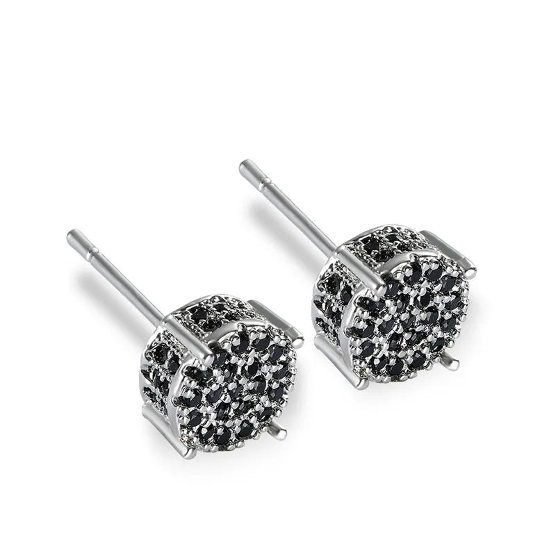 Female Austrian Crystal Round Earring White Gold Yellow Gold Color White Zircon Hip Hop Wedding Stud Earrings For Women Jewelry