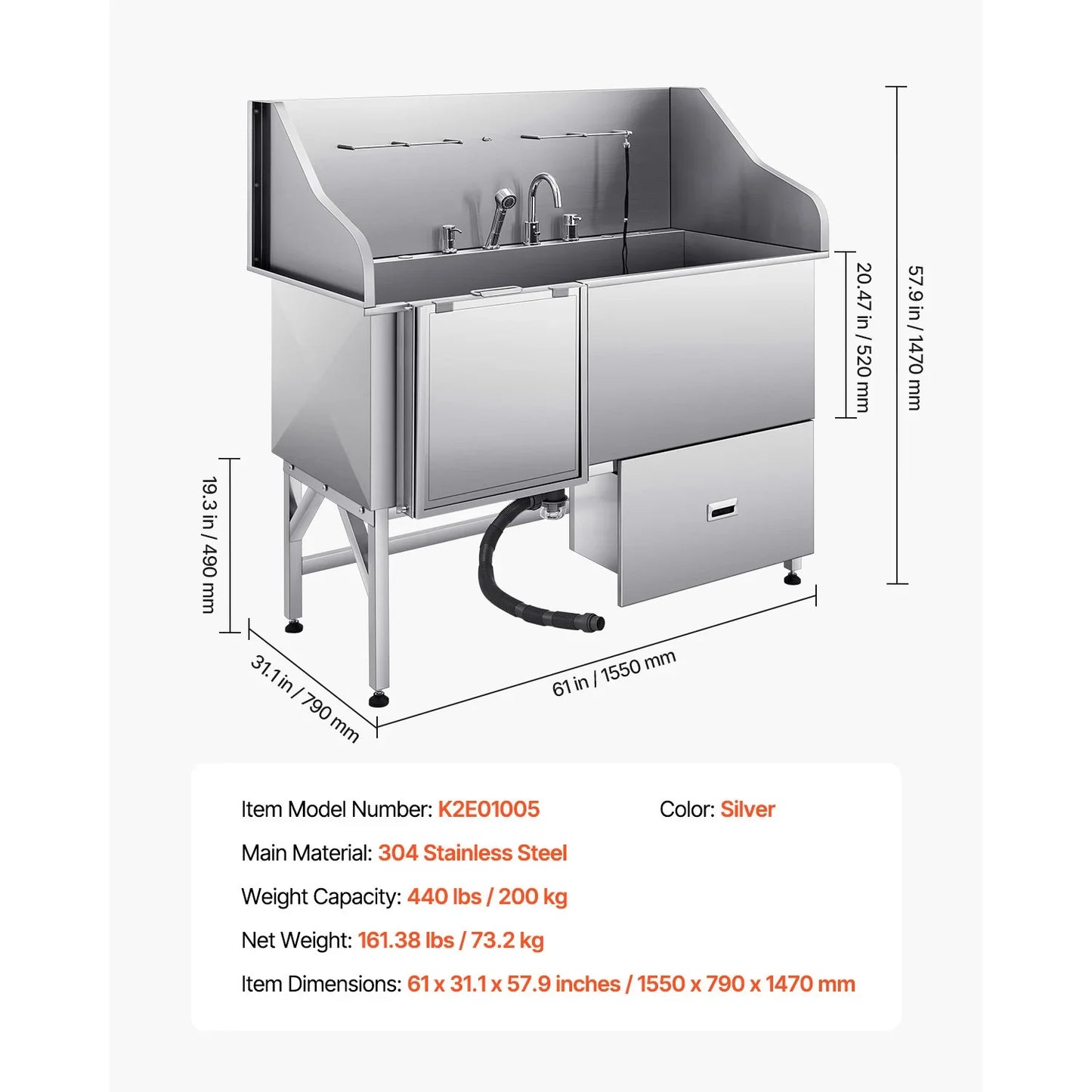 SucceBuy Stainless Steel Pet Grooming Station For All Pets