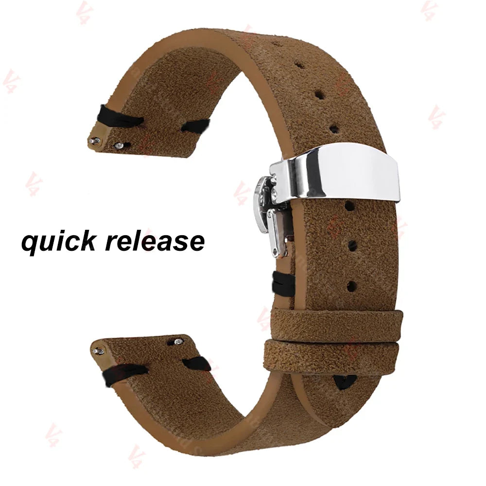 Samsung Galaxy Watch 7, 6, 5, 4 & FE Stitched Suede Band with Butterfly Clasp