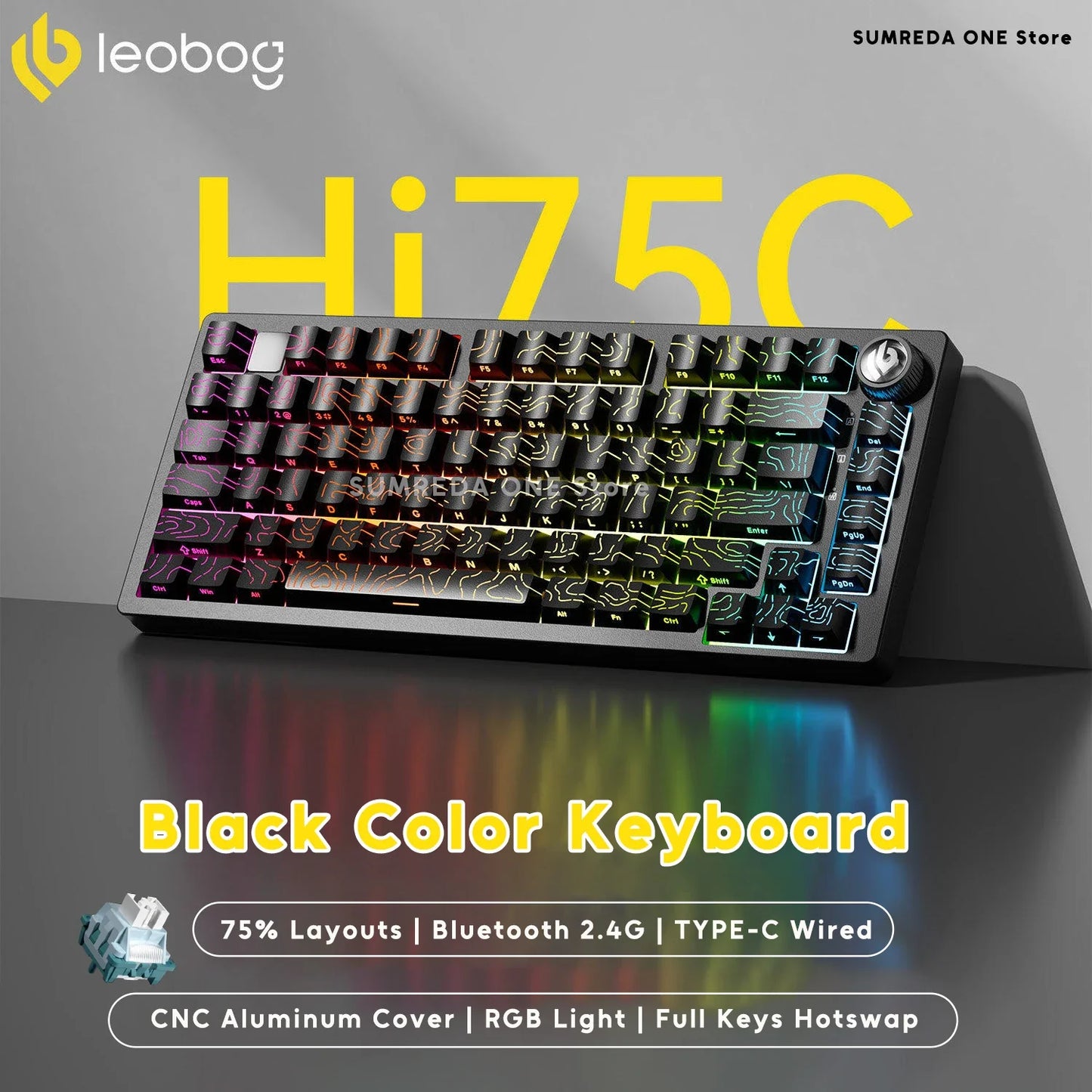 Leobog Hi75C Hi75 Hi75C Pro Aluminum Wireless Custom Mechanical Keyboard Kit Gaming Bluetooth 2.4G Wired Hotswap Gamer Keyboard