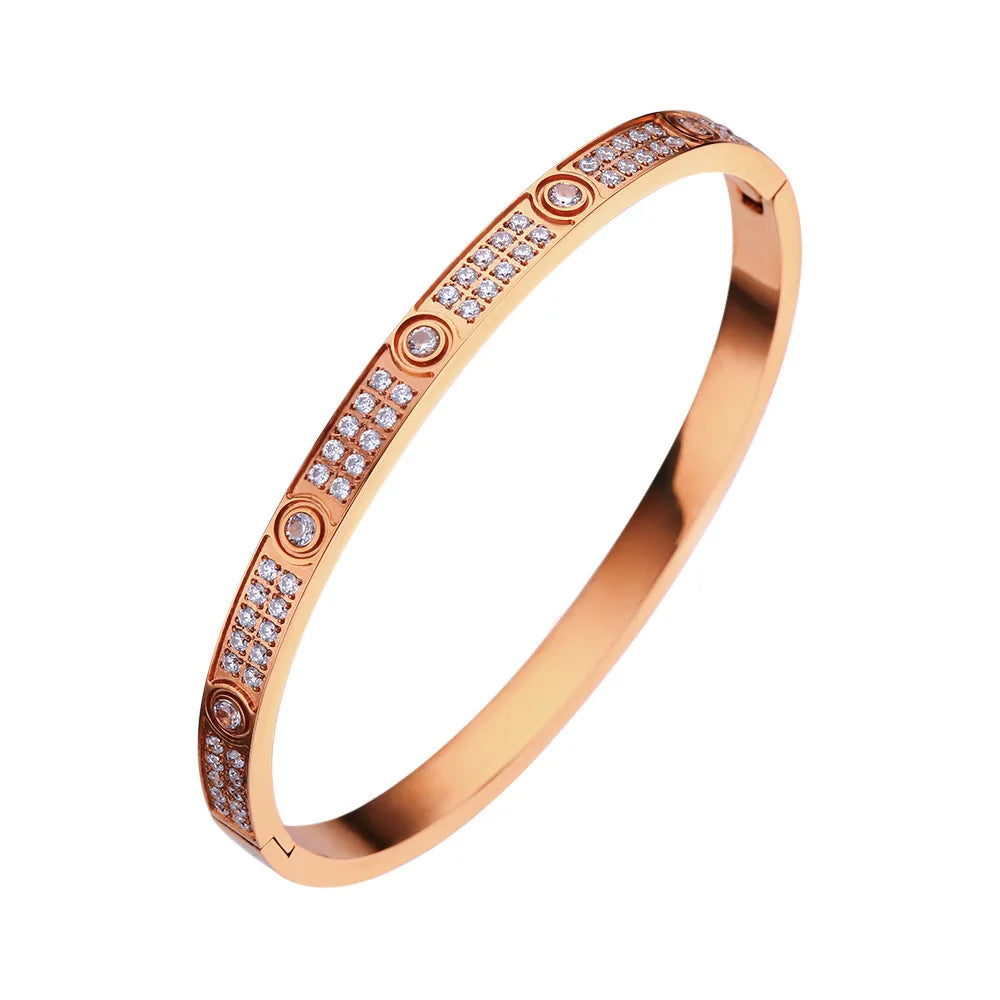 New Design Gold Color Zircon and Cross Nut Nail Bracelet Gold & Bangle