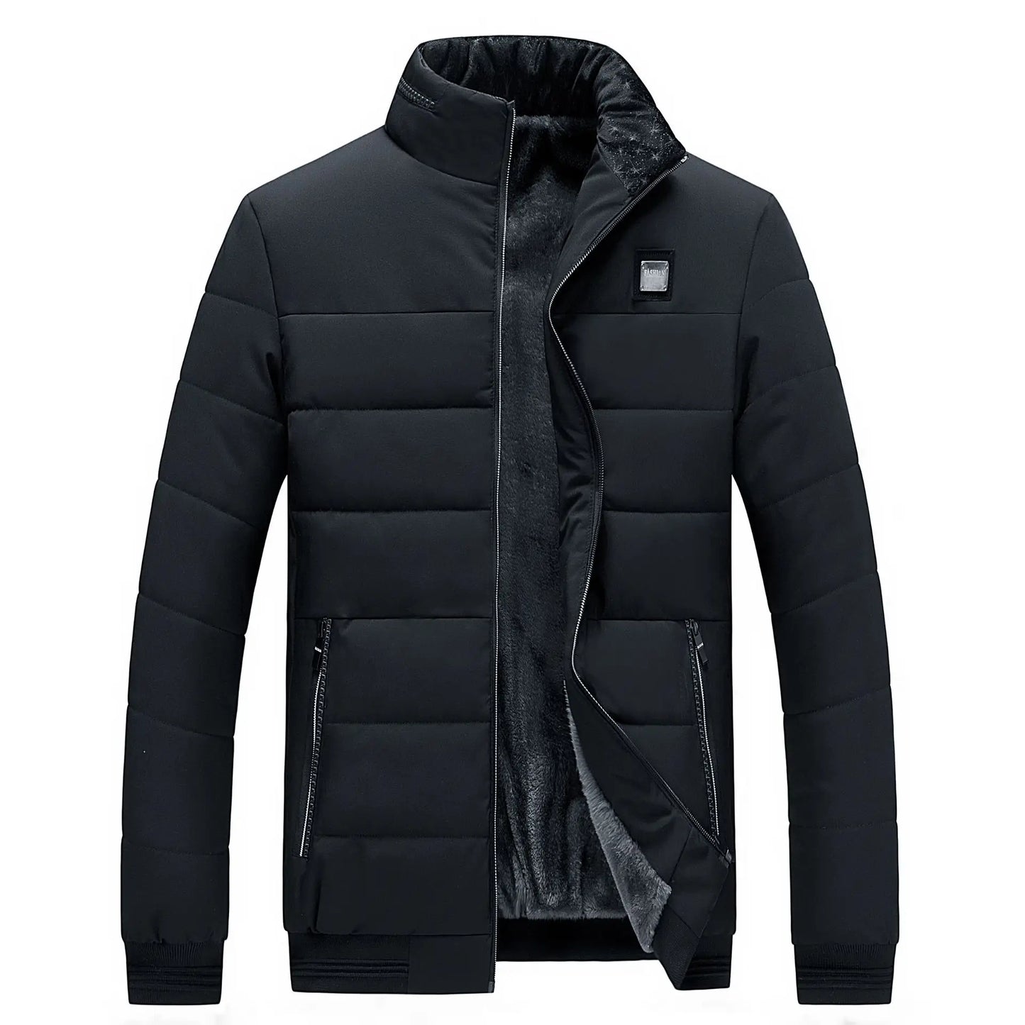 Puffer Jacket Mens Fleece Lined Thick Parkas Stand Collar Jacket Men's Coat Winter Warm Thick Coat Quilted Padded Jacket Outwear