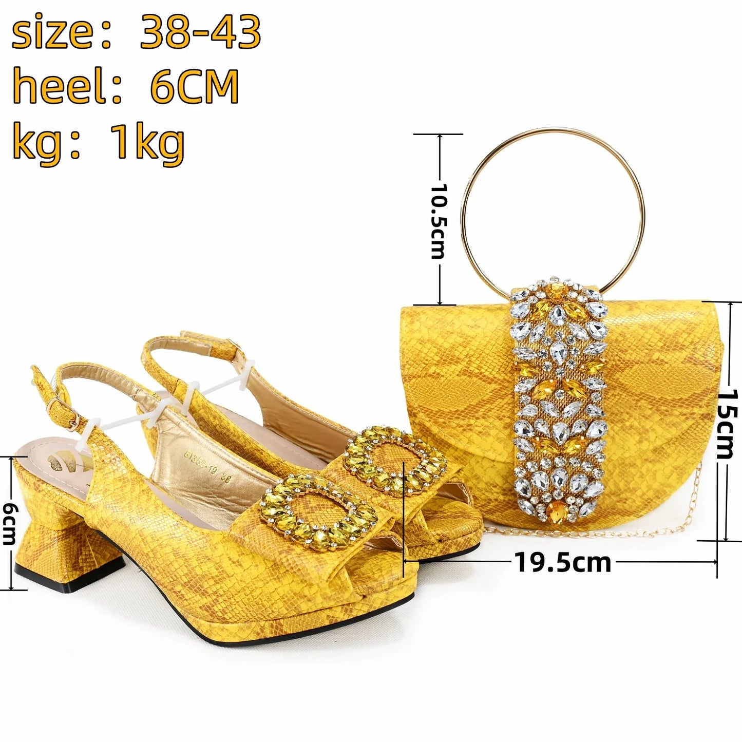 doershow Italian Shoe and Bag Set New 2024 Women Shoes and Bag Set In Italy YELLOW Italian Shoes with Matching Bag Hgv1-2