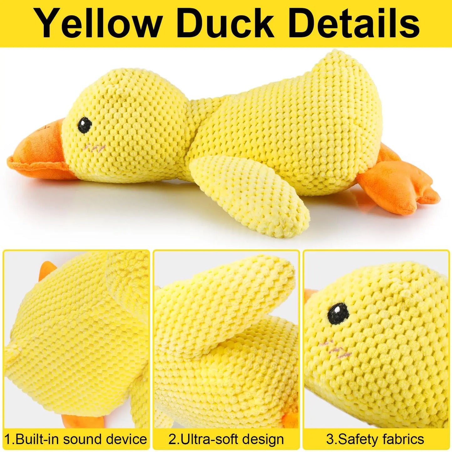 1/3pcs Yellow Duck Dog Toy Chew Resistant Interactive Pet Plush Toy