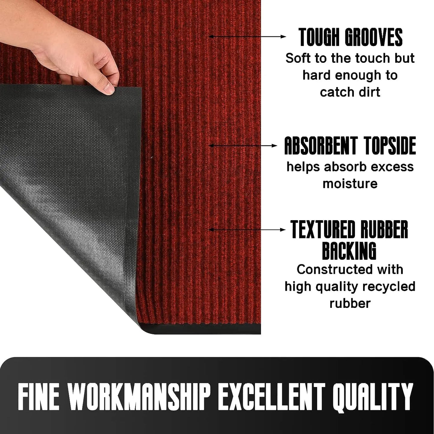 Front Door Mat Heavy Duty Indoor Outdoor Doormat Low Profile Outdoor Mats For Home Entrance Fade Resistant Shoe Scraper Mat