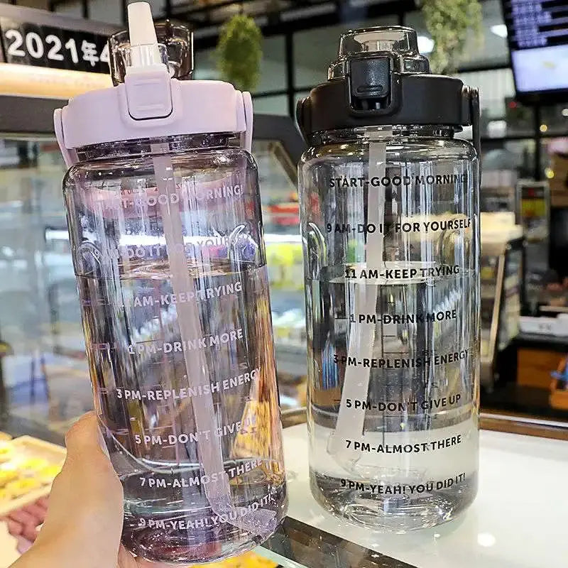 2L Water Bottle With Straw Large Capacity Sports Water Bottle