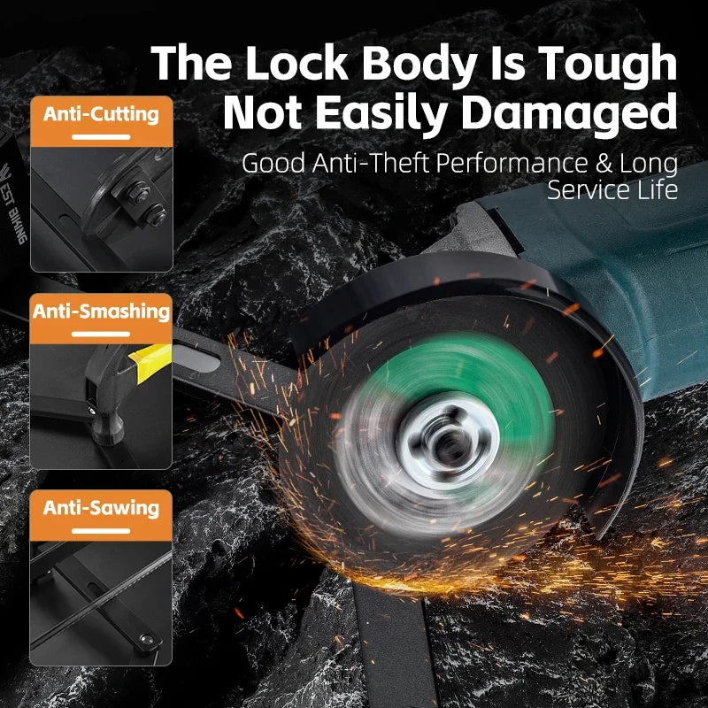 WEST BIKING Foldable Bike Lock Portable Anti-Theft Security Folding Padlock for MTB Road Bike E-bike Scooter Bicycle Accessories