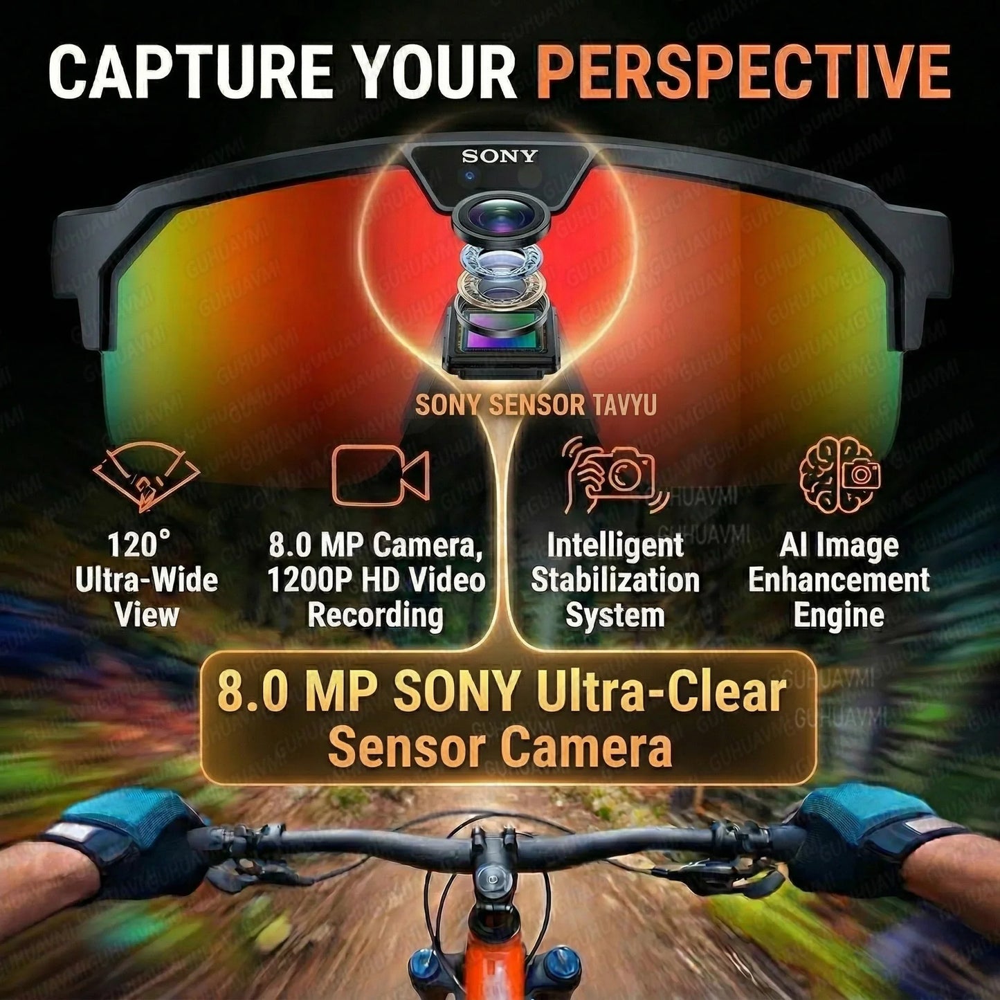 2026 New AI Smart Sports shooting&recording Glasses 800W Camera HD Anti-shake Bicycle Riding Shooting Artifact Windproof Goggles
