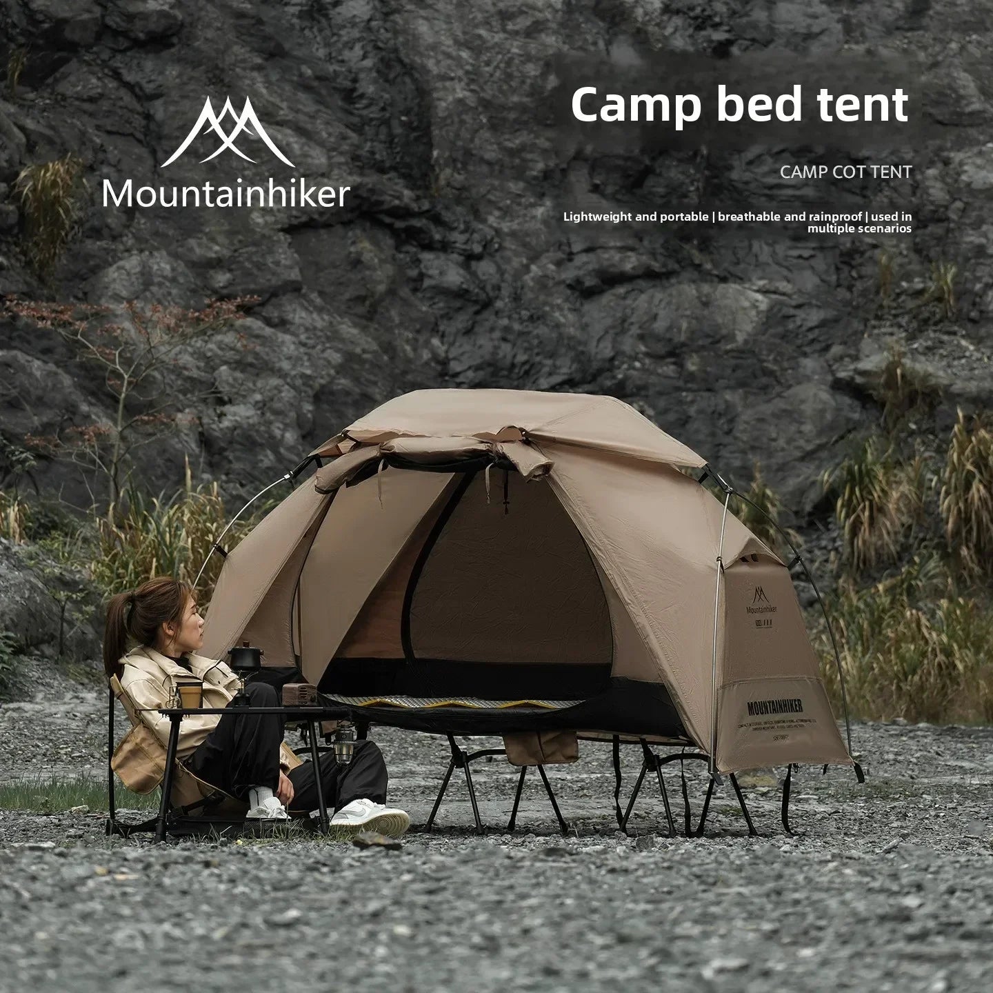 MOUNTAINHIKER Single Person Camp Bed Tent Outdoor Waterproof Rainproof Multi-Purpose Leisure Camping Shelter for Hiking And Trav